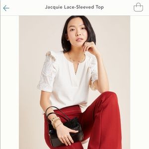 Anthro x Current Air Jacquie lace-sleeve top